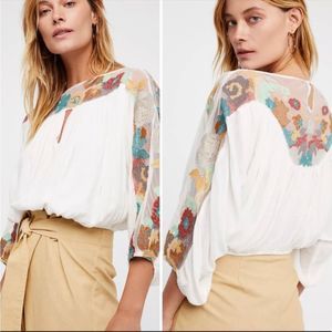 Free People Galina Embroidered Mesh Top